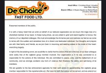 We Will Do Everything To Ensure Justice Prevails:De Choice Fast Food, As They Decry Murder of Former staff, Izuchukwu Mbakwe